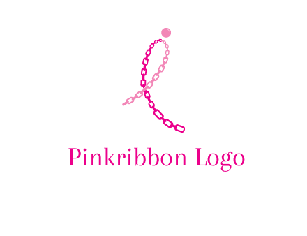 break cancer ribbon logo with dot and chain links