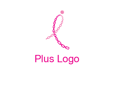 break cancer ribbon logo with dot and chain links