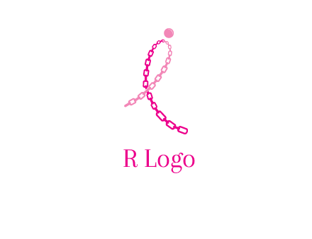 break cancer ribbon logo with dot and chain links