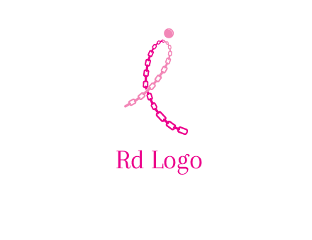 break cancer ribbon logo with dot and chain links