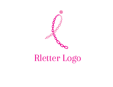break cancer ribbon logo with dot and chain links