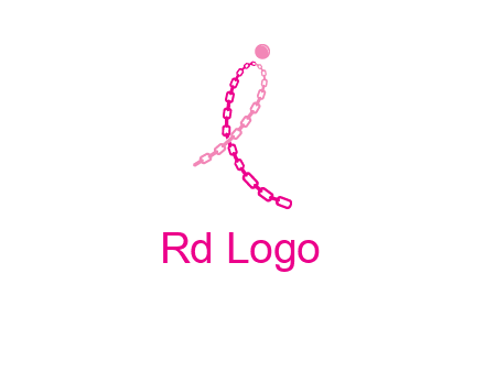 break cancer ribbon logo with dot and chain links