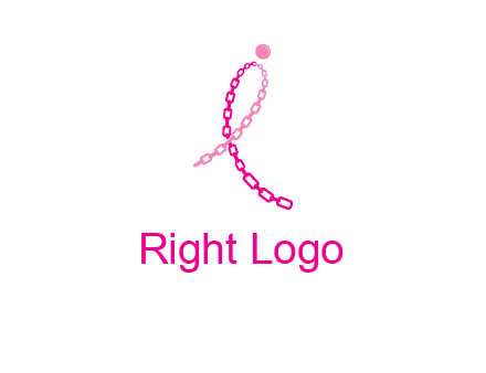 break cancer ribbon logo with dot and chain links