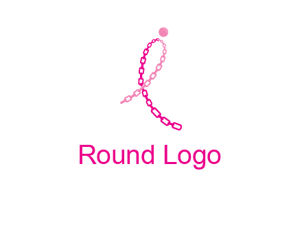 break cancer ribbon logo with dot and chain links