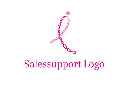 break cancer ribbon logo with dot and chain links