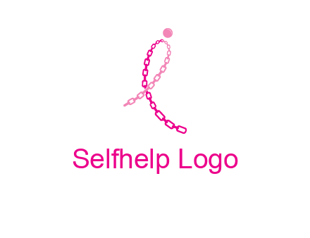 break cancer ribbon logo with dot and chain links