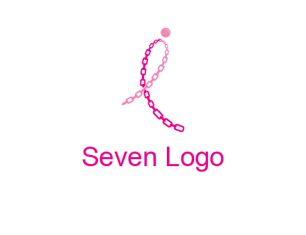 break cancer ribbon logo with dot and chain links