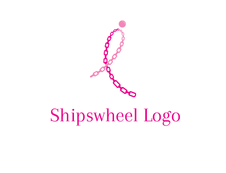 break cancer ribbon logo with dot and chain links