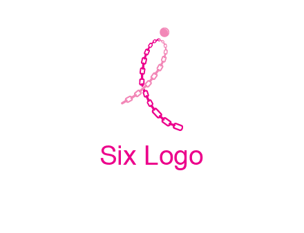 break cancer ribbon logo with dot and chain links