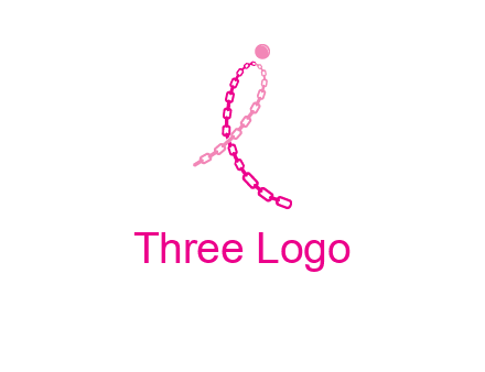 break cancer ribbon logo with dot and chain links