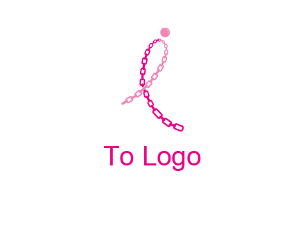 break cancer ribbon logo with dot and chain links