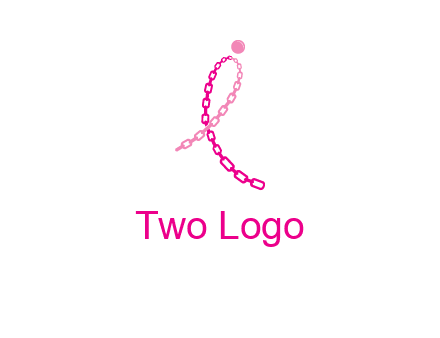break cancer ribbon logo with dot and chain links
