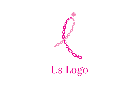 break cancer ribbon logo with dot and chain links