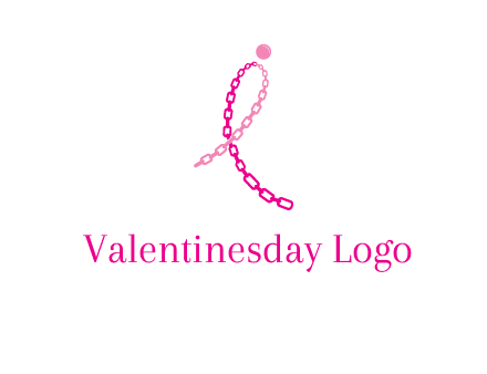 break cancer ribbon logo with dot and chain links
