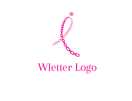 break cancer ribbon logo with dot and chain links