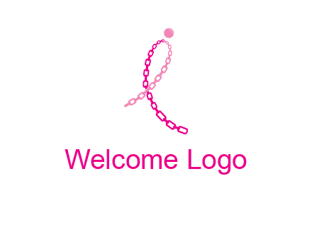 break cancer ribbon logo with dot and chain links
