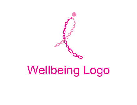break cancer ribbon logo with dot and chain links