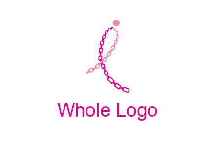 break cancer ribbon logo with dot and chain links