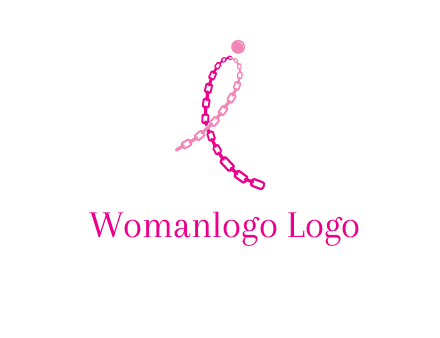 break cancer ribbon logo with dot and chain links