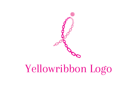 break cancer ribbon logo with dot and chain links