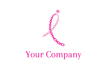 break cancer ribbon logo with dot and chain links