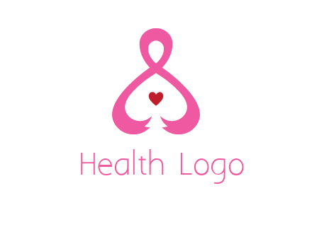 pink breast cancer ribbon forming the outline of a woman