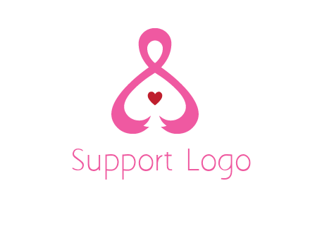pink breast cancer ribbon forming the outline of a woman