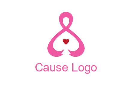 pink breast cancer ribbon forming the outline of a woman