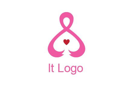 pink breast cancer ribbon forming the outline of a woman