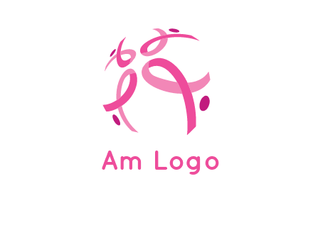 world logo with breast cancer ribbons and dots