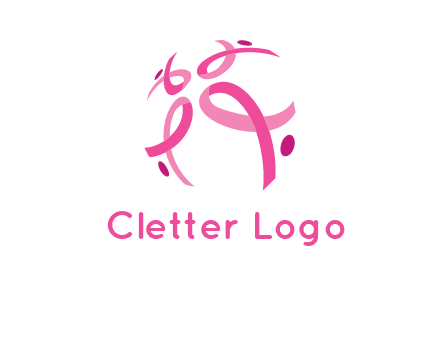 world logo with breast cancer ribbons and dots