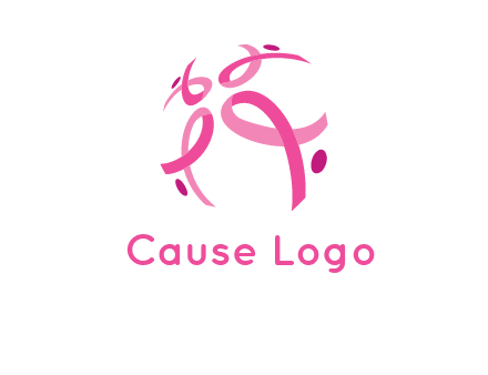 world logo with breast cancer ribbons and dots