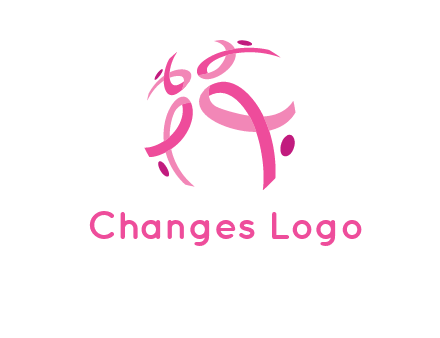 world logo with breast cancer ribbons and dots