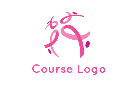 world logo with breast cancer ribbons and dots