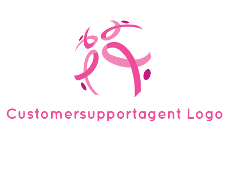 world logo with breast cancer ribbons and dots