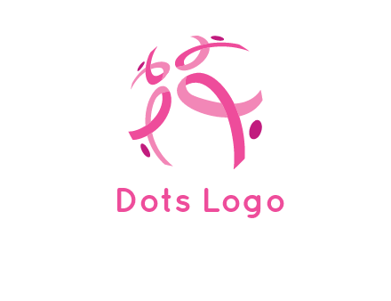 world logo with breast cancer ribbons and dots