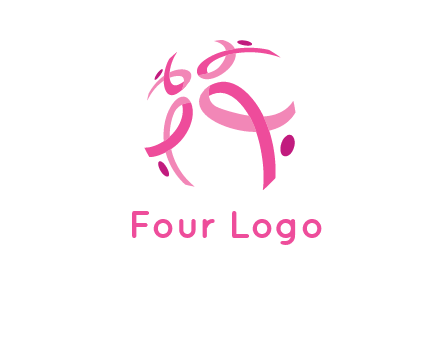 world logo with breast cancer ribbons and dots