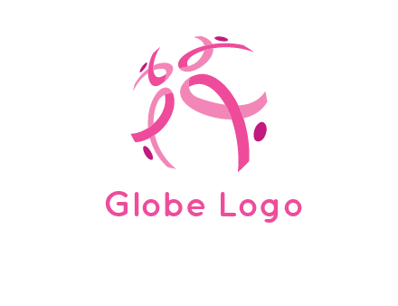 world logo with breast cancer ribbons and dots
