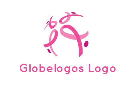 world logo with breast cancer ribbons and dots