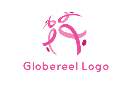 world logo with breast cancer ribbons and dots