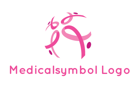 world logo with breast cancer ribbons and dots