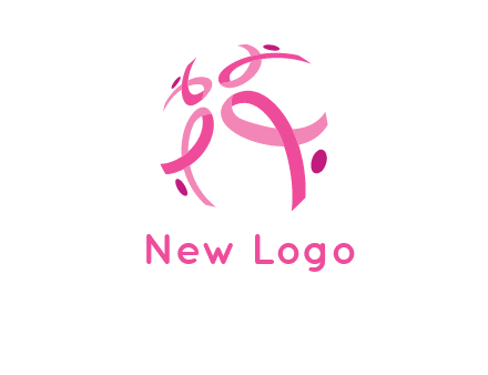 world logo with breast cancer ribbons and dots
