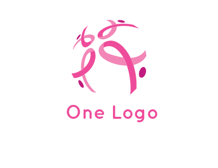world logo with breast cancer ribbons and dots