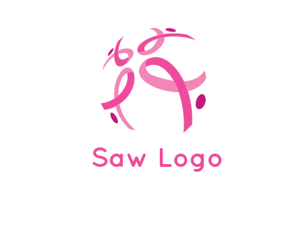 world logo with breast cancer ribbons and dots
