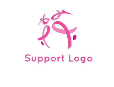 world logo with breast cancer ribbons and dots