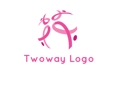world logo with breast cancer ribbons and dots
