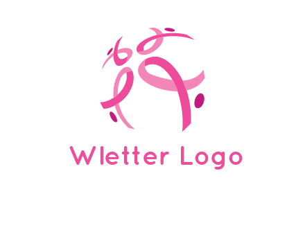 world logo with breast cancer ribbons and dots