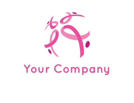 world logo with breast cancer ribbons and dots