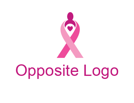 pink breast cancer ribbon logo with a heart and woman icon