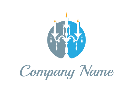 candelabra with crystals and burning candles logo